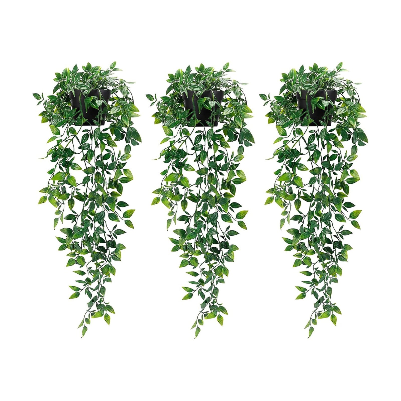 Whonline 3 Pack Artificial Hanging Plants Fake Plants with Pots for House Bedroom Wall Garden Decor