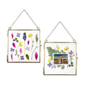 Beedecor Glass Frame for Pressed Flowers, Leaf and Artwork - Hanging Square Metal Picture Frames, Clear Double Glass Floating Frame, Wall Decor Photo Display, Set of 2 Flower Press Frames with Chain