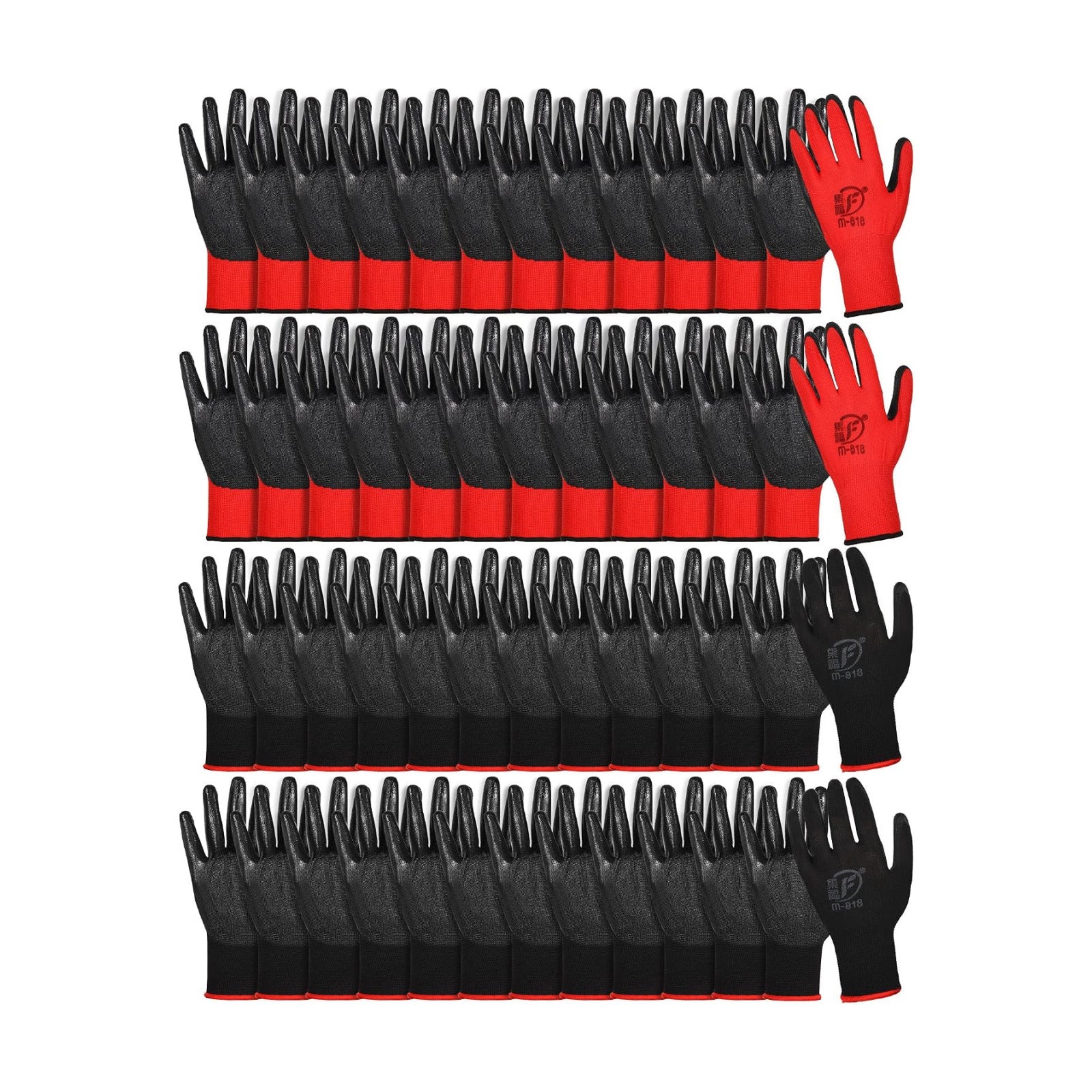 Nuogo 48 Pairs Gardening Gloves for Men Women Rubber Coated Safety Work Gloves Bulk for Gardening Construction Work