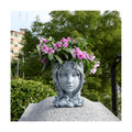 Face Flower Pot Head Planter with Drainage Hole,Cute Resin Goddess Face Planters Pots Opend Eyes (Goddess Gray(Large))