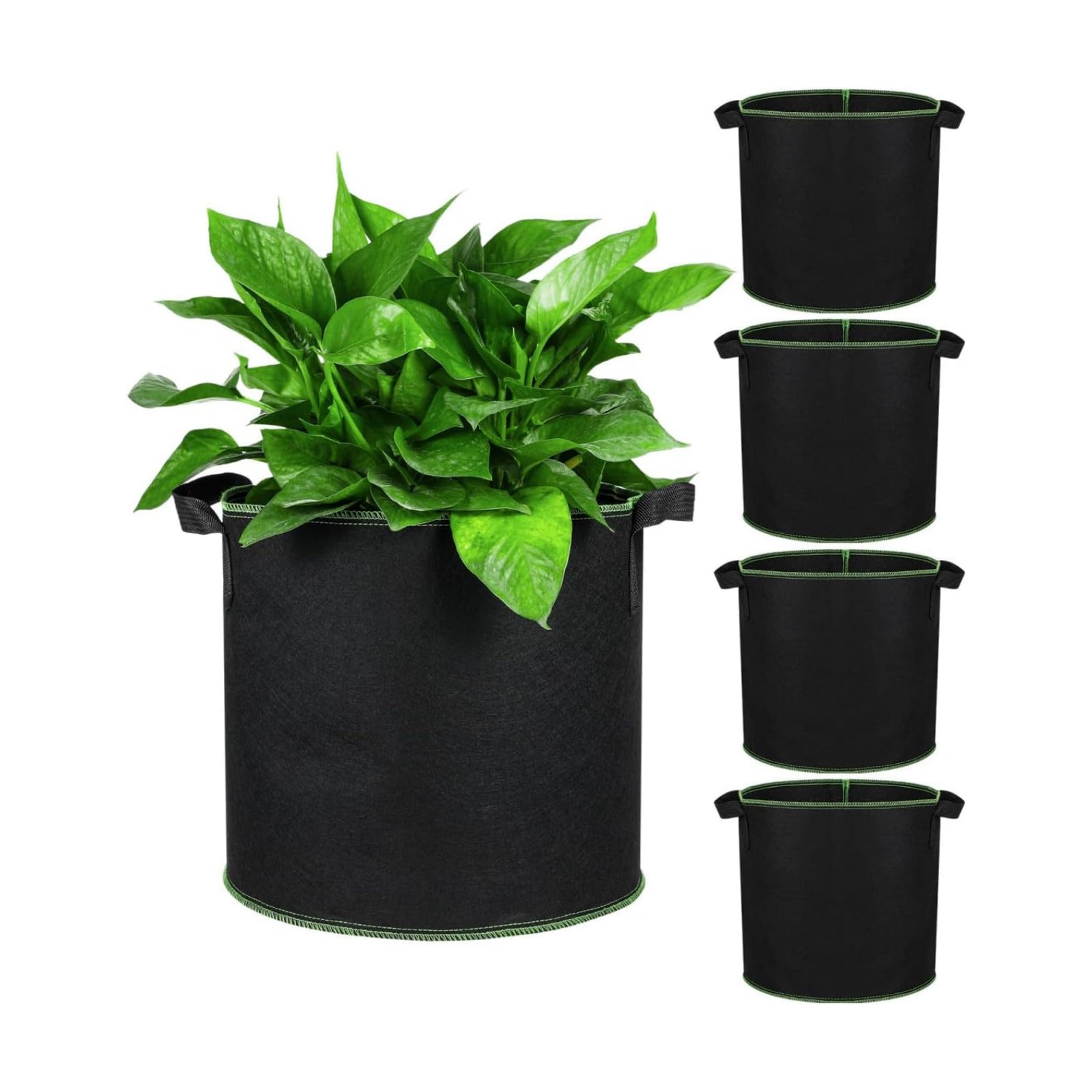 YARNOW 5-Pack 4 Gallon Fabric Grow Bags, Non-Woven Plant Pots with Reinforced Handles for Vegetables, Tomatoes