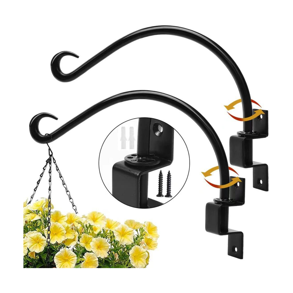 Maosen 16 Inch Swivel Plant Hangers Outdoor - 2 Pack Black Iron Plant Hanging Hook Bracket for Flowers Baskets Planter