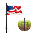 Black Flag Poles for Outside in Ground - 8.3ft Flag Pole for House with 2 Pronges Base - Stainless Steel Flag Pole Kit