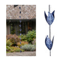 Topadorn Rain Chain for Gutters, 8.5FT Leaf Rain Chain, Blue Patina | 8.5FT Rain Chain • Leaf Cup Design • Blue Patina