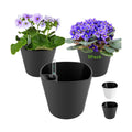 Self Watering Planters for Indoor Outdoor Plants 7 inch Flower Pot with Water Level Indicator Grey 3 Pack African