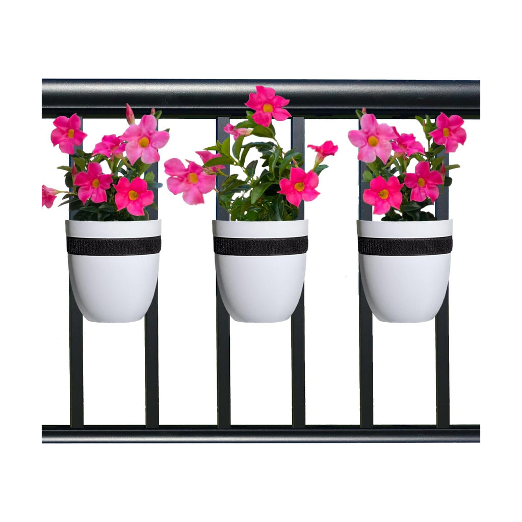 Railing Planter for Outdoor Plants (6-inch, 3-Pack) | Hanging Planter for Railings, Fence Posts | Balcony Wall Planter