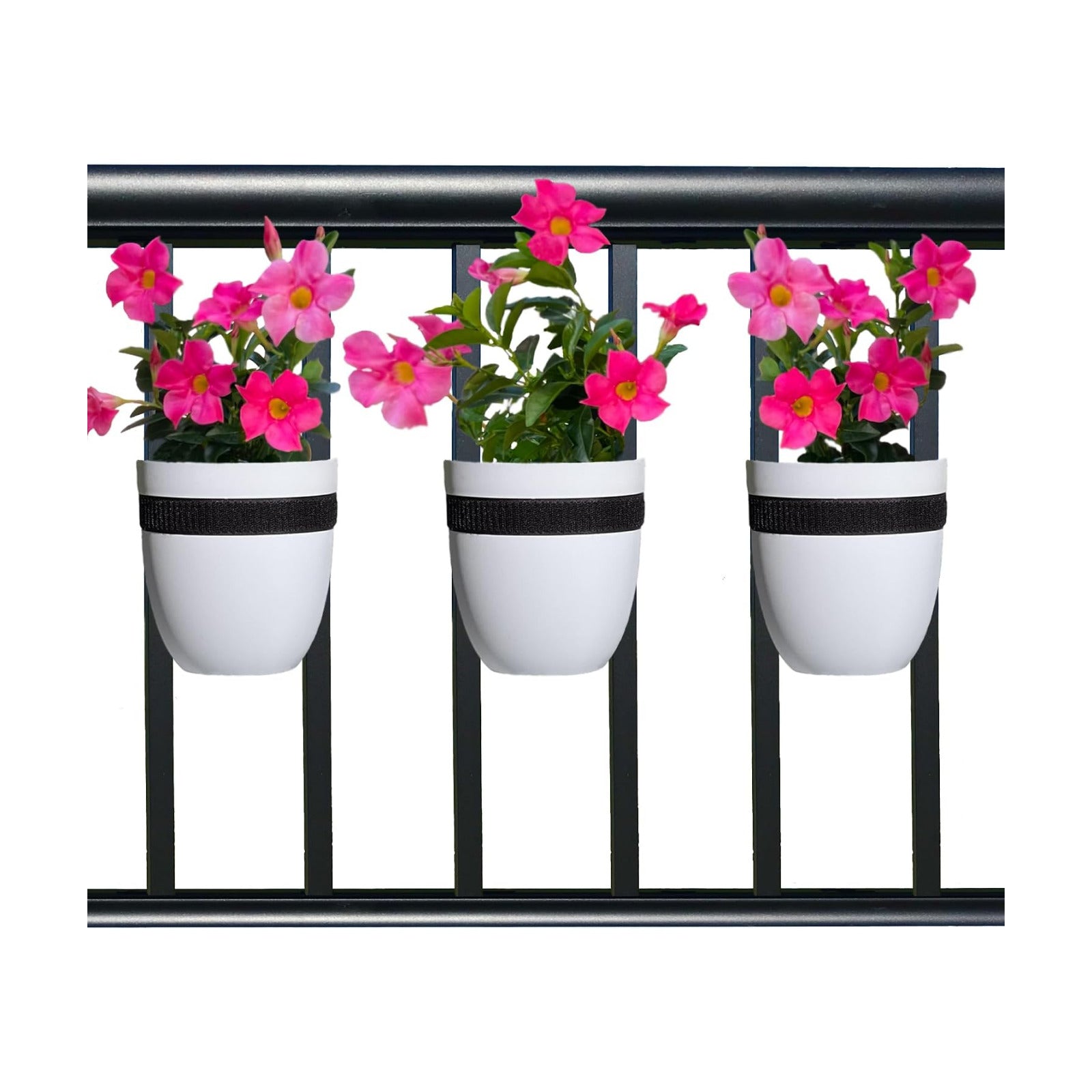 Railing Planter for Outdoor Plants (6-inch, 3-Pack) | Hanging Planter for Railings, Fence Posts | Balcony Wall Planter