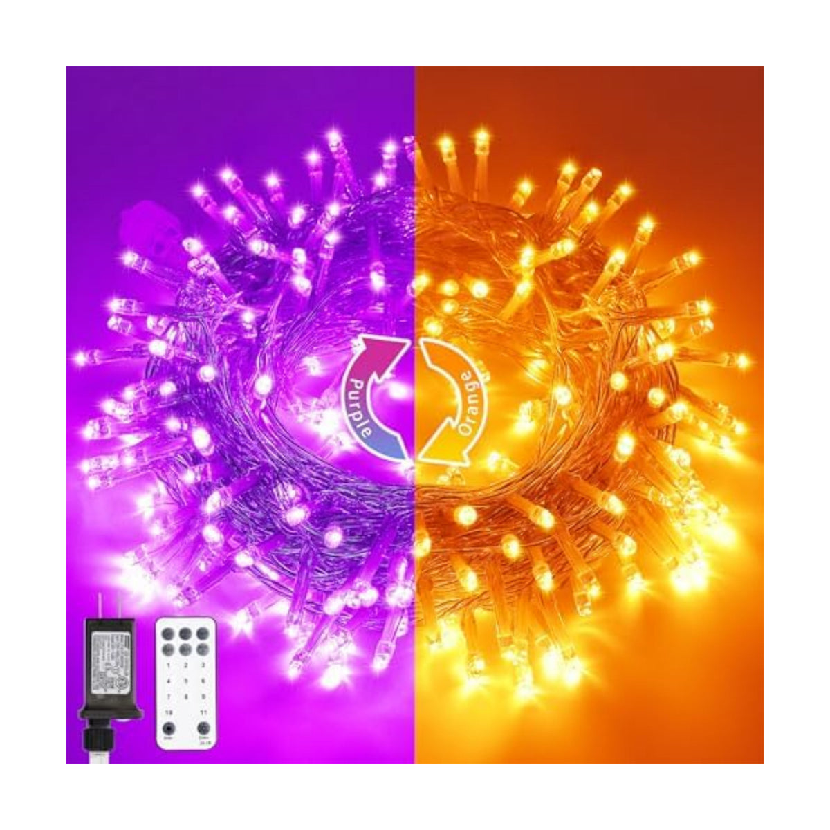 JMEXSUSS 200 LED Orange Purple Halloween Lights for Halloween Decor