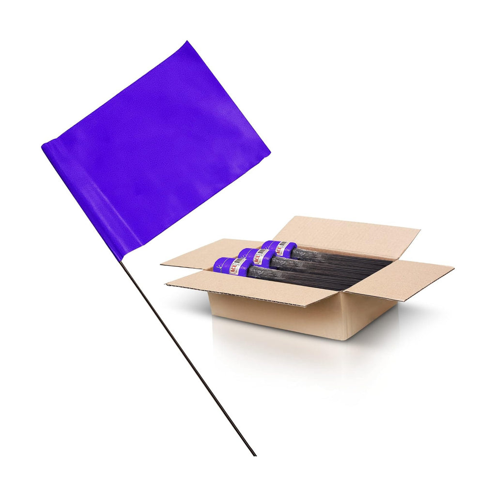 Purple Marking Flags 1000 Pack - 4x5x15 Inch Purple Flags for Outside - Markers For Lawn, Irrigation, Landscaping