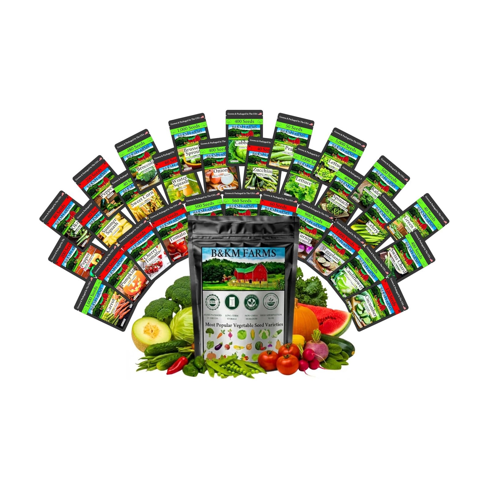 30 Variety Culinary Herb & Vegetable Seed Collection - 30,000+ Heirloom Seeds for Planting: Non-GMO USA Sourced;