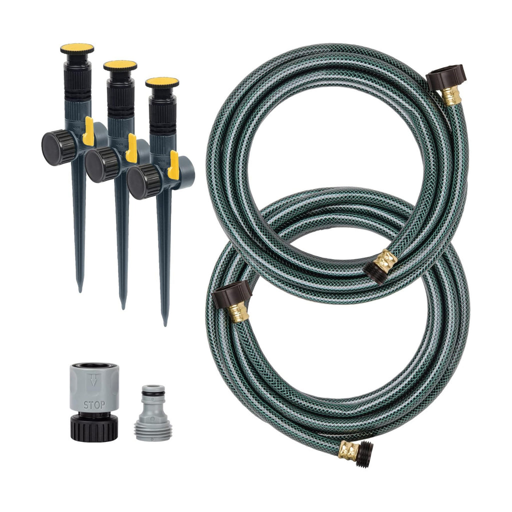 Melnor Multi-Adjustable Watering Set, 1800 Sq Ft: 3 Sprinklers, 2 Hoses | 65191AMZ | Adjustable Angle, Direction &