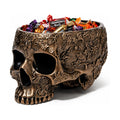 Halloween Skull Trick Or Treat Bowl Black Skeleton Planter Gothic Candy Pot