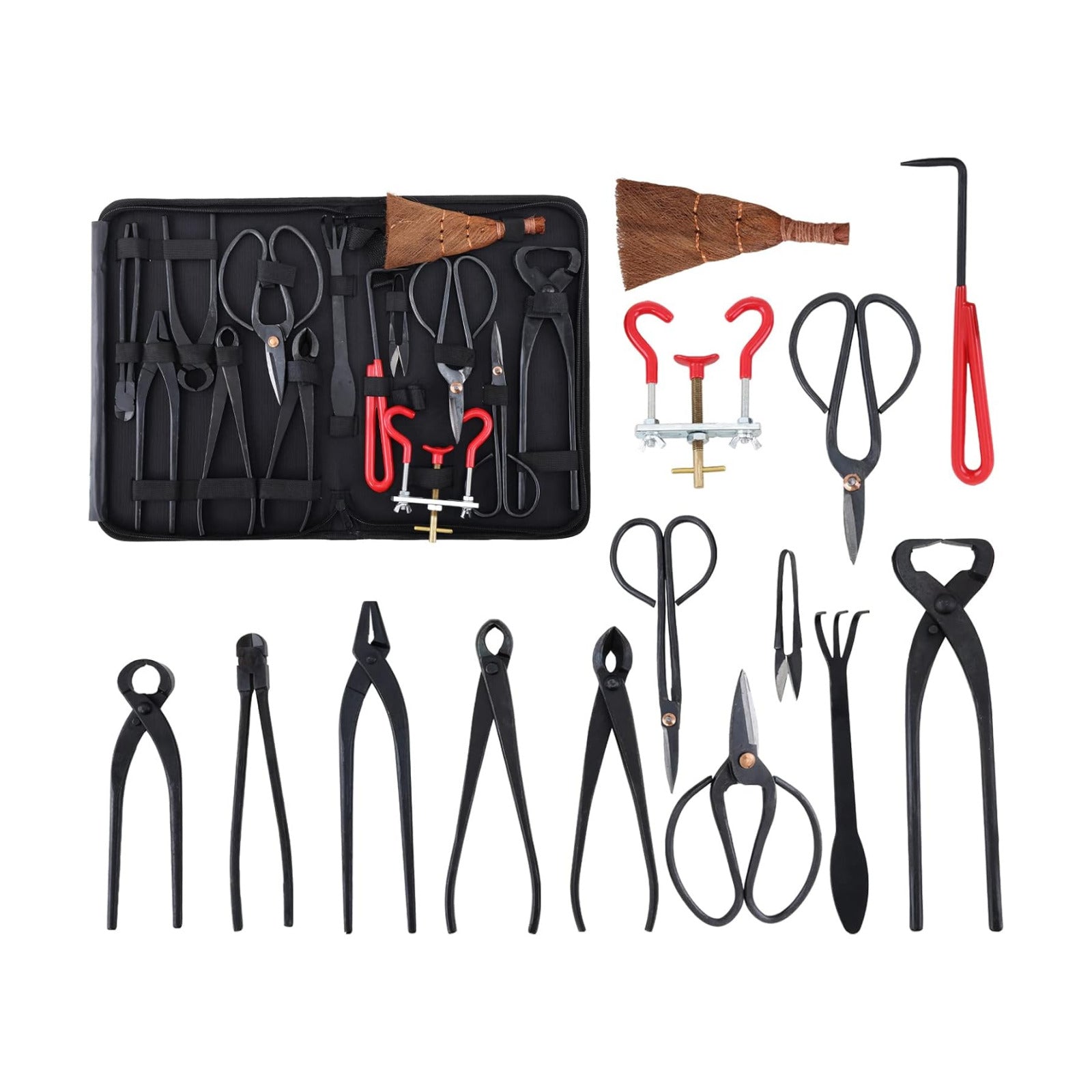 RoseFlower 14 Pcs Bonsai Tools Set, Bonsai Tree Pruning Trimming Tool Kit - Bonsai Tree Care Kit Include Carbon Steel