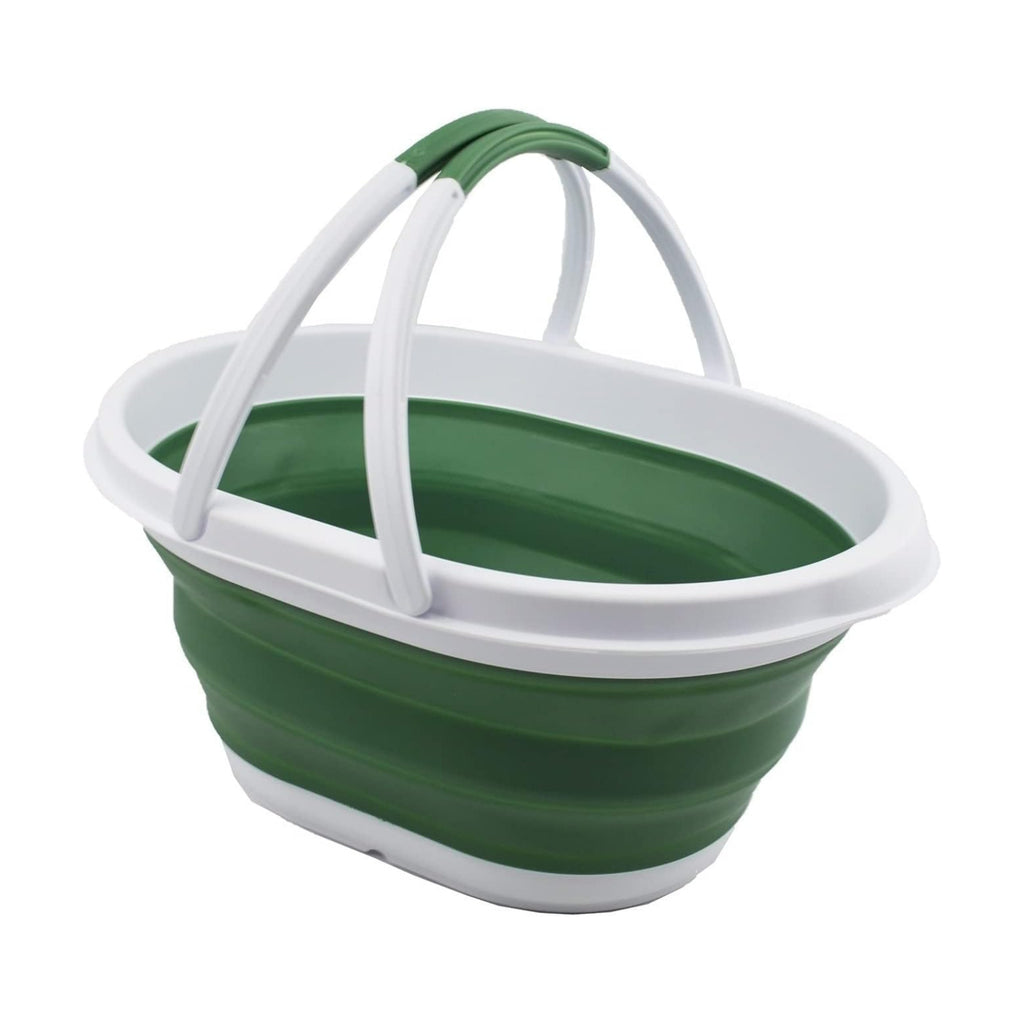 SAMMART Collapsible Basket with Handle 11L (2.9 Gallon) - Portable Outdoor Picnic Basket / Crate - Foldable Storage