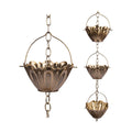 8 ft Copper Plated Rain Chain for Outside Downspouts, Adjustable Rain Catcher for Garden Gutters, Decorative Metal