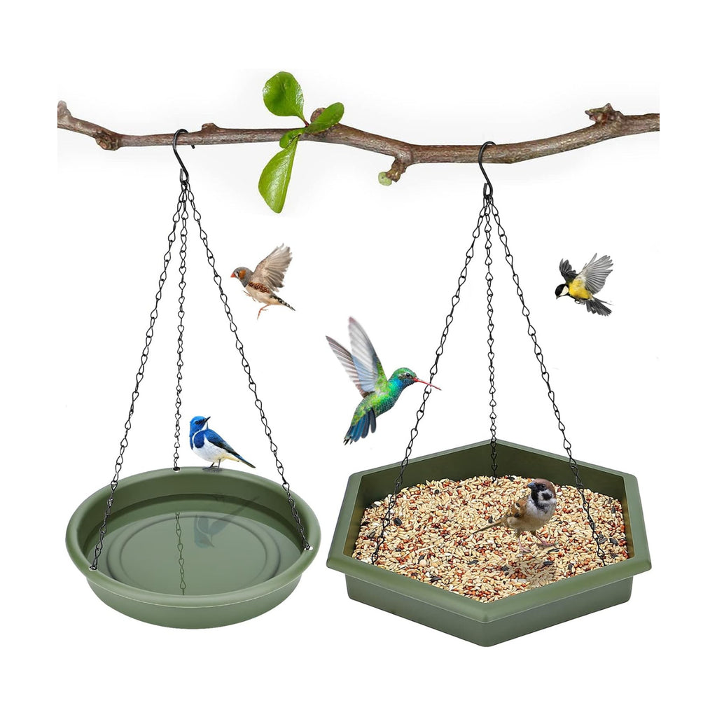 Hanging Bird Bath，2 in 1 XL Hanging Bird Feeder & Birds Bath for Outside