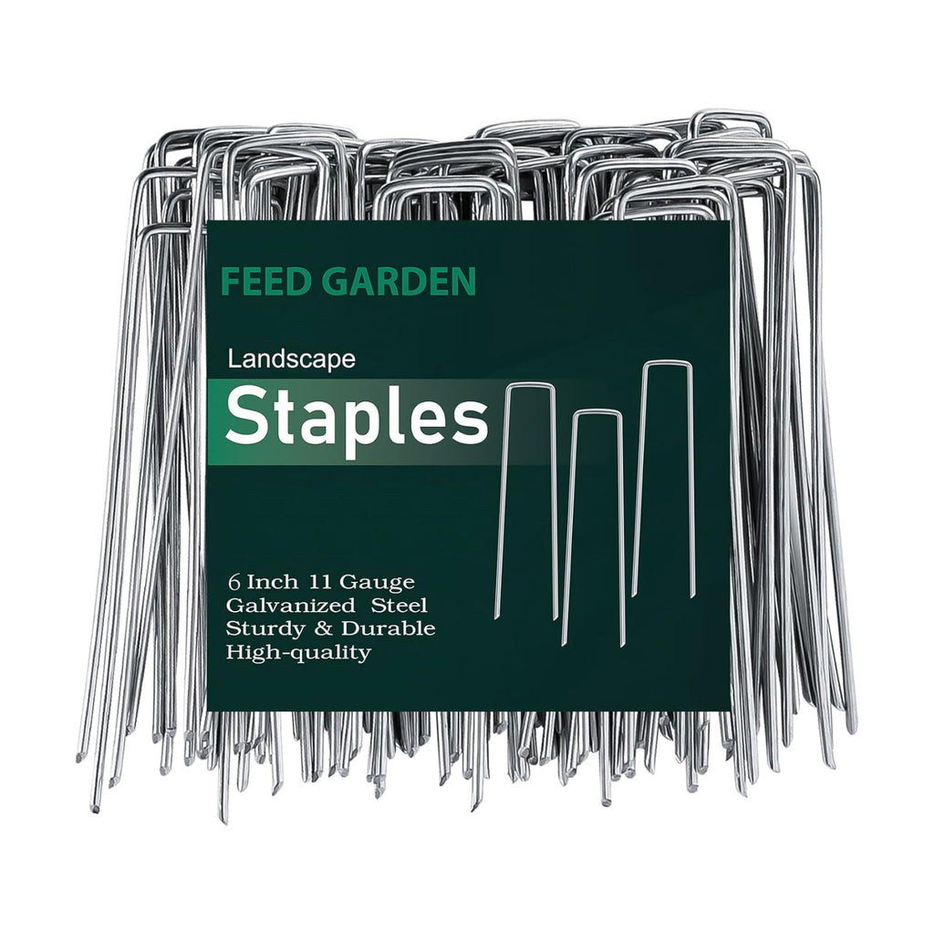 Landscape Staples 6 Inch 500 Pack, Heavy Duty 11 Gauge Hot-Dip Galvanized Garden Stakes for Weed Barrier, Landscape