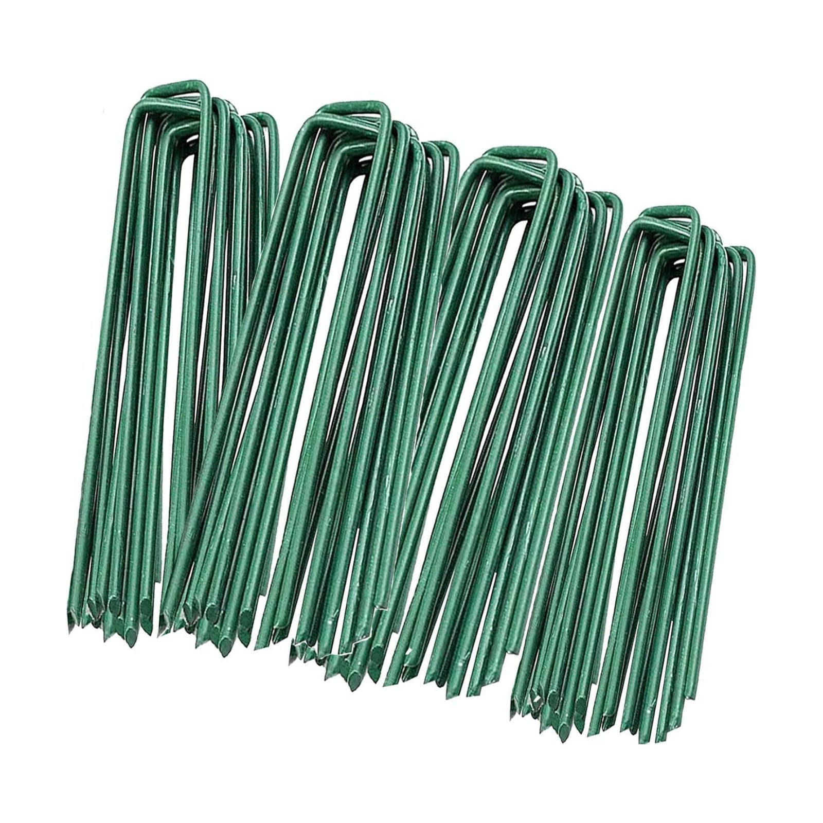 Artificial Turf Staples 6 Inch Heavy Duty 11 Gauge Green Coated Landscape Pins 100 Pack Galvanized Rust Resistant
