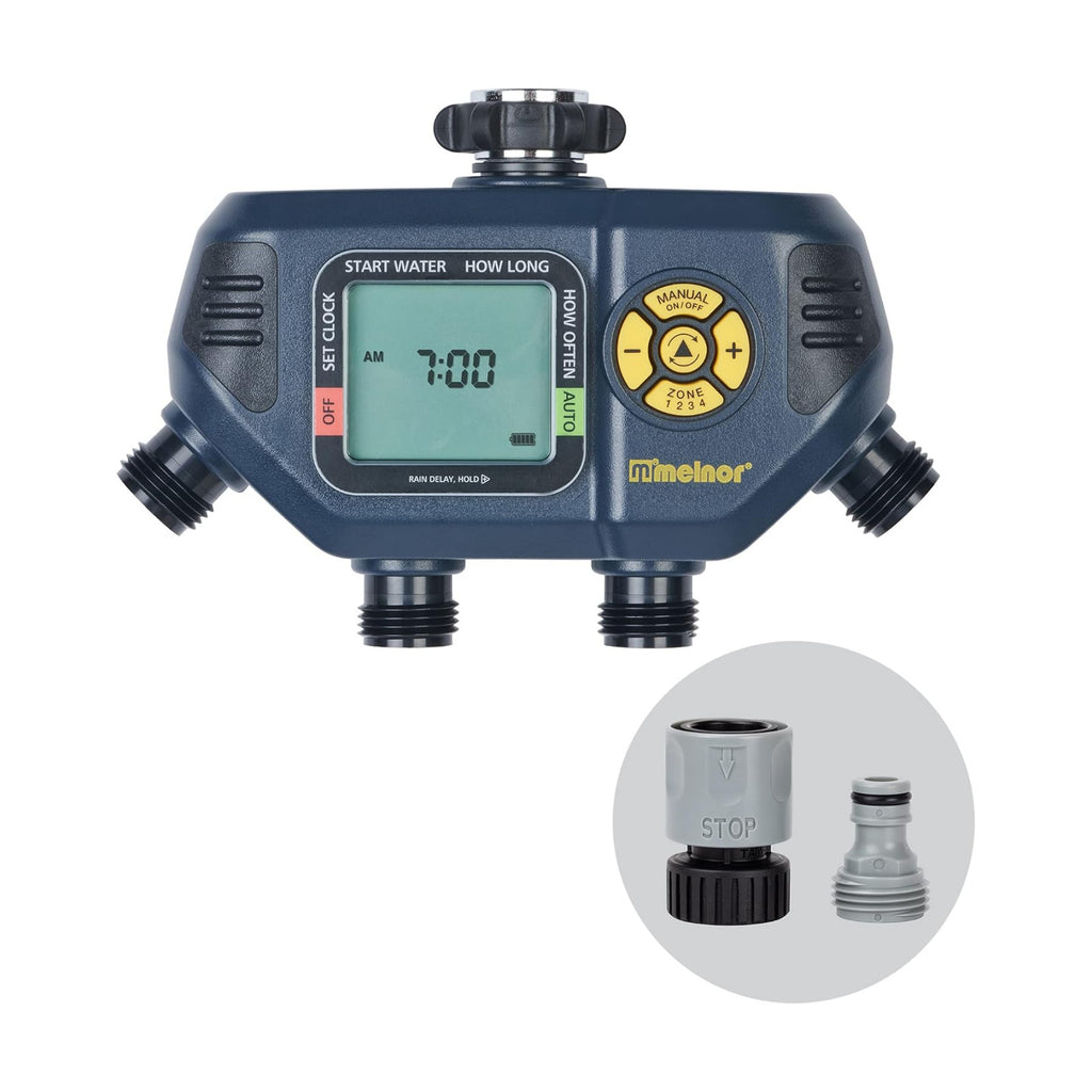 Melnor AquaTimer™ 4-Zone Programmable Digital Timer: Independent Zones | 65140AMZ | Programmable Water Timer | Hourly