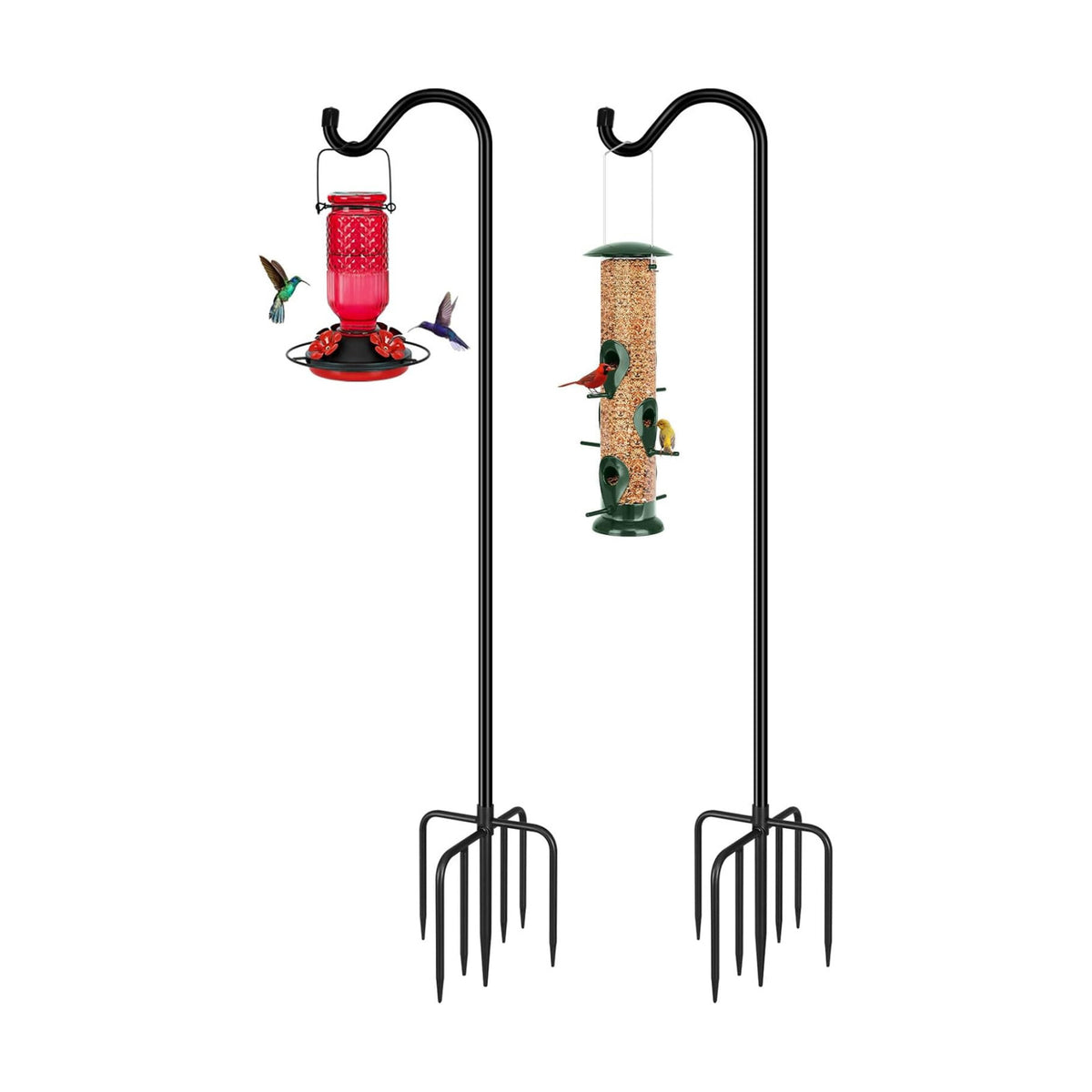 FEED GARDEN 76'' Bird Feeder Pole, 7-Prong Base Shepherds Hook for Outdoor