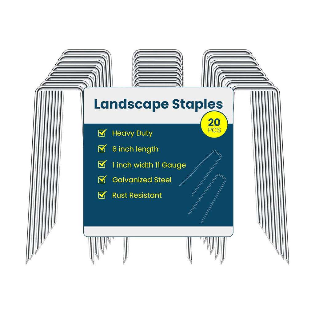 6 Inches Landscape Staples, Garden Stakes Securing Pegs for Securing Weed Fabric Landscape Fabric Netting Ground Sheets and Fleece, Heavy Duty Metal Tent Stakes, Halloween Decorations (20, Silver)