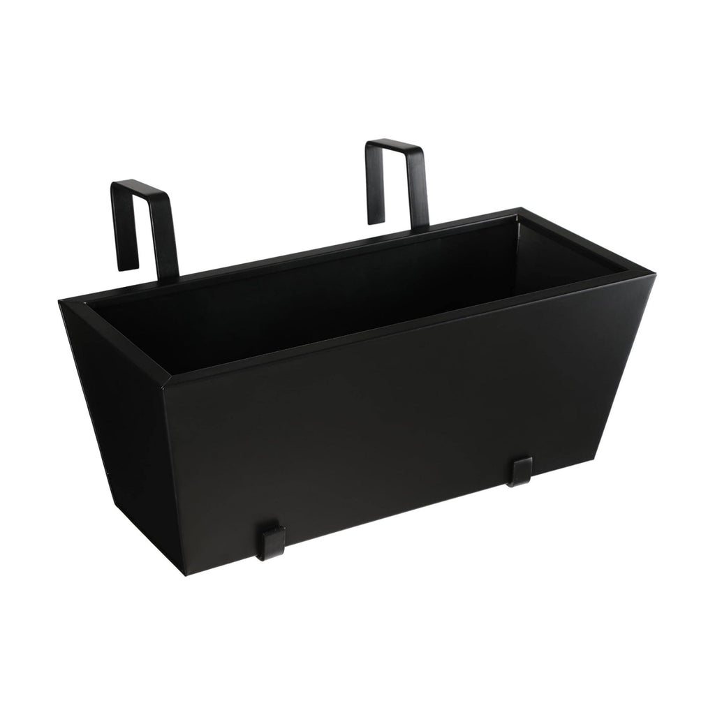 BIRDROCK HOME 1pk Metal Railing Planter - Balcony Flower Box - Deck Rail Boxes - House Apartment Plant Pot - Black