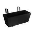 BIRDROCK HOME 1pk Metal Railing Planter - Balcony Flower Box - Deck Rail Boxes - House Apartment Plant Pot - Black