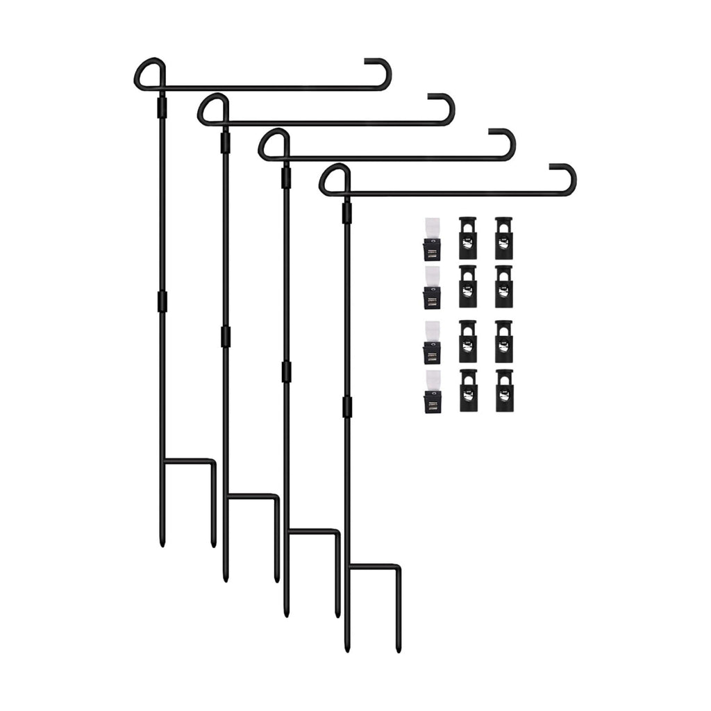 Garden Flag Stand Holder 4 Pack Garden Flag Pole 13.5" Width Premium Lawn Flag Pole Holder with Anti-Wind Clip for
