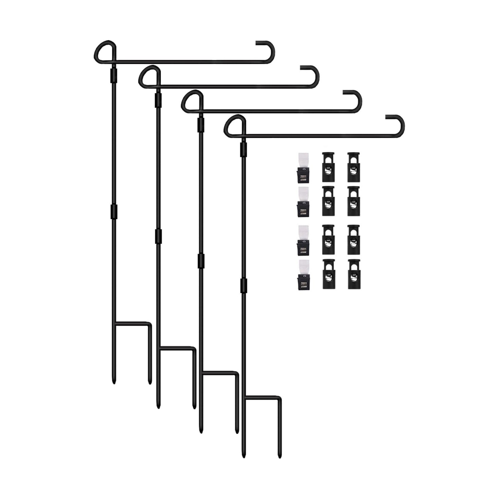 Garden Flag Stand Holder 4 Pack Garden Flag Pole 13.5" Width Premium Lawn Flag Pole Holder with Anti-Wind Clip for