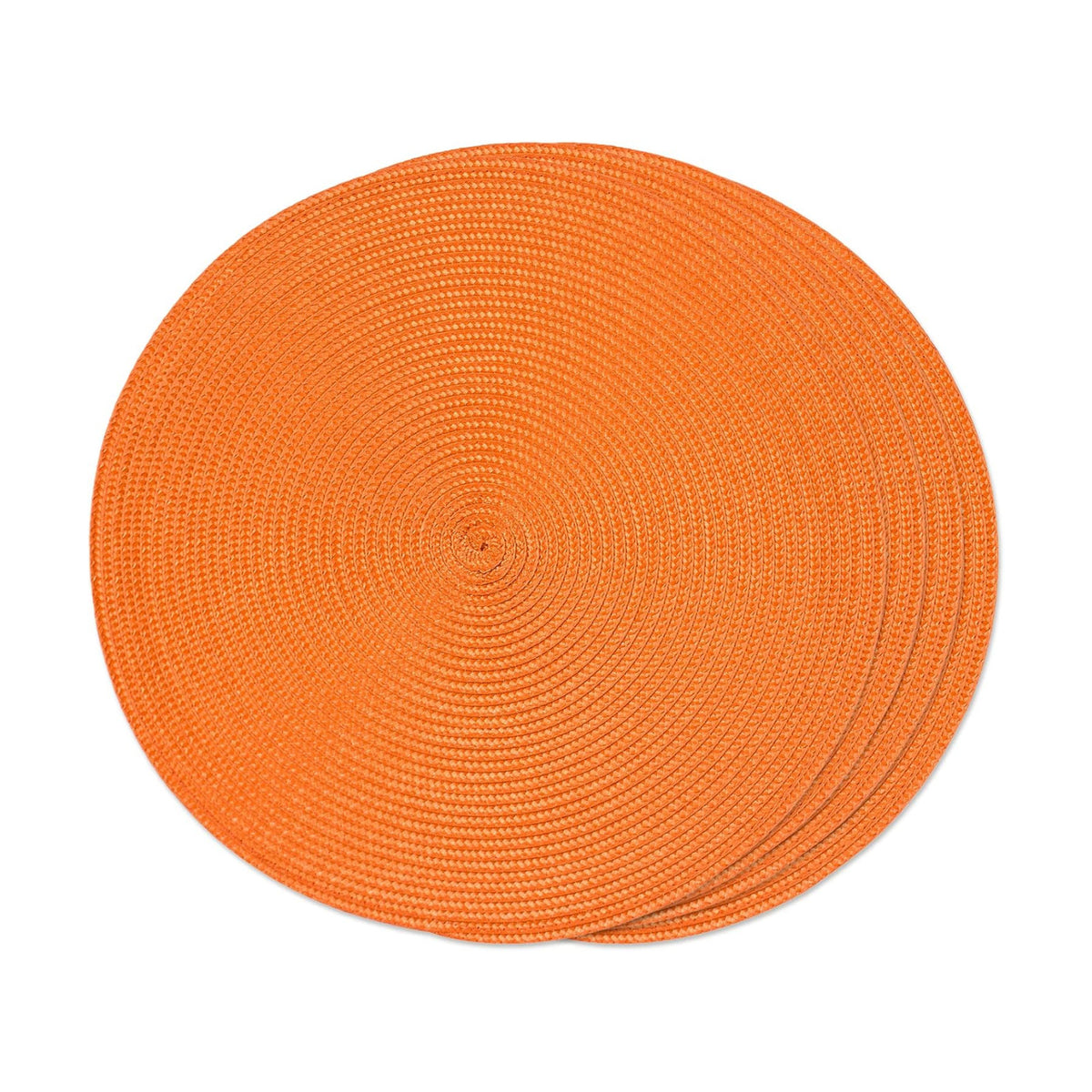 FunWheat Round Braided Placemats Set of 4 Table Mats for Dining Tables Woven Washable Non-Slip Place mats 15inch (Orange, 4pcs)