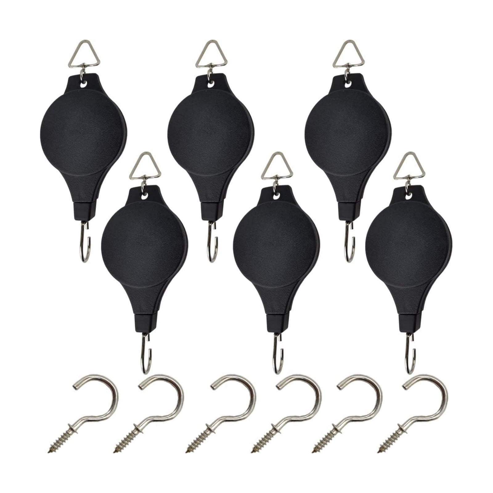 TIHOOD 6PCS Plant Pulley Hanger with 6 PCS Metal Ceiling Plant Hooks, Retractable Plant Hook Pulley, Adjustable Heavy