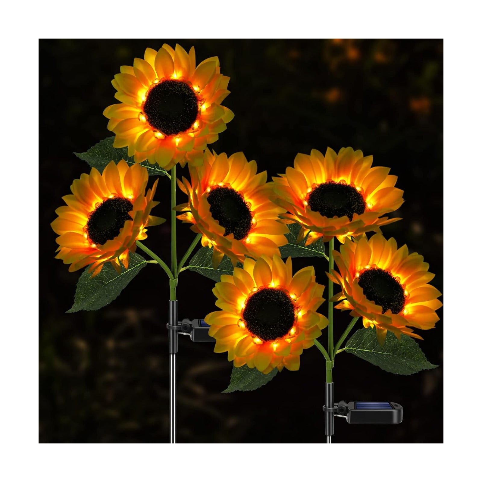 Solar Sunflower Lights Flowers Outdoor Waterproof for Yard Garden Cemetery | 800mA Real Looking Stake Flower Bed