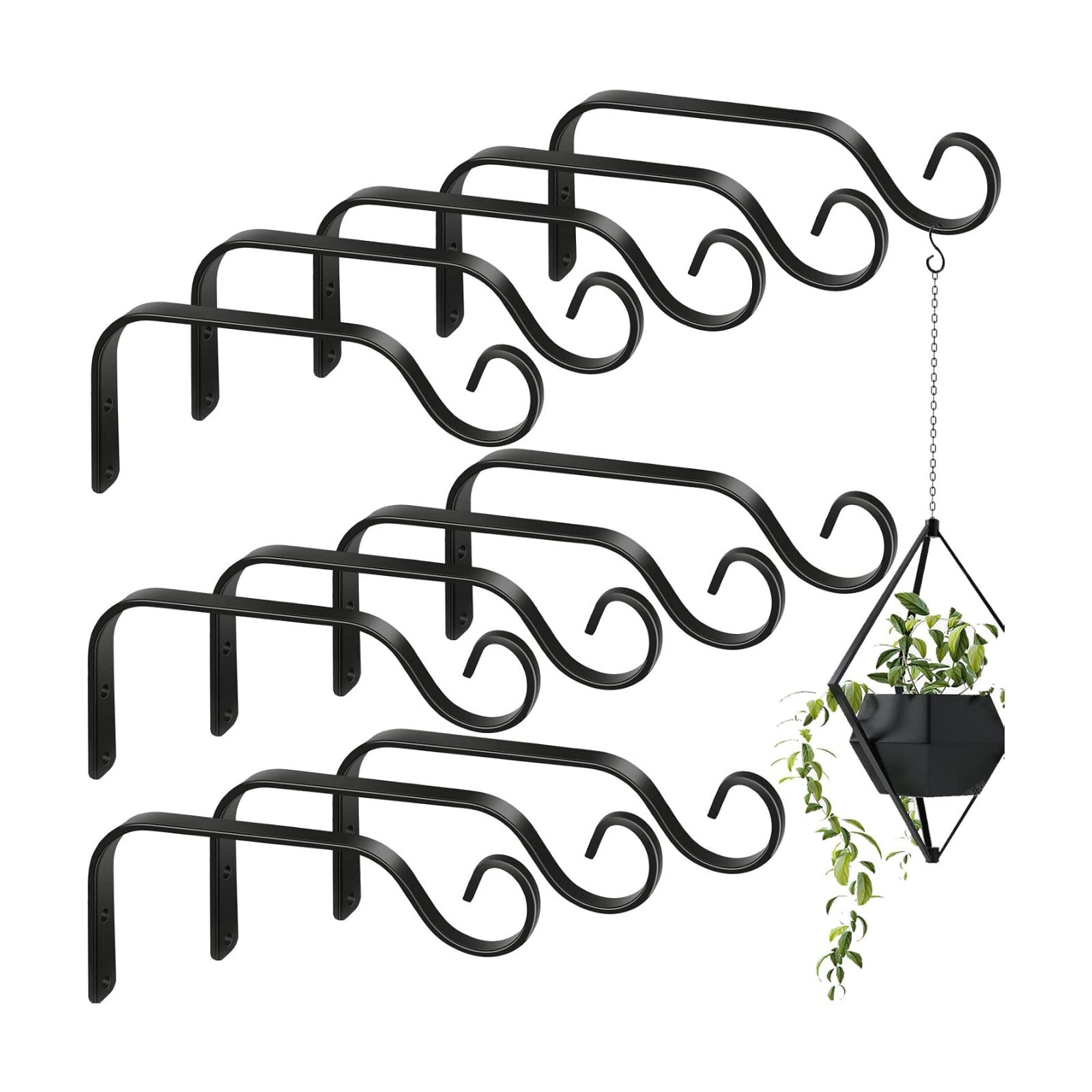 12 Pack Hanging Plant Bracket 7.3 Inches Metal Hook Decorative Straight Hanger for Bird Feeders, Wind Chimes, Flower