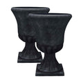 Southern Patio Winston Plant Urn, Garden Planter Urn for Flowers and Plants, 16" D x 16" W x 21" H, Weathered Black, 2