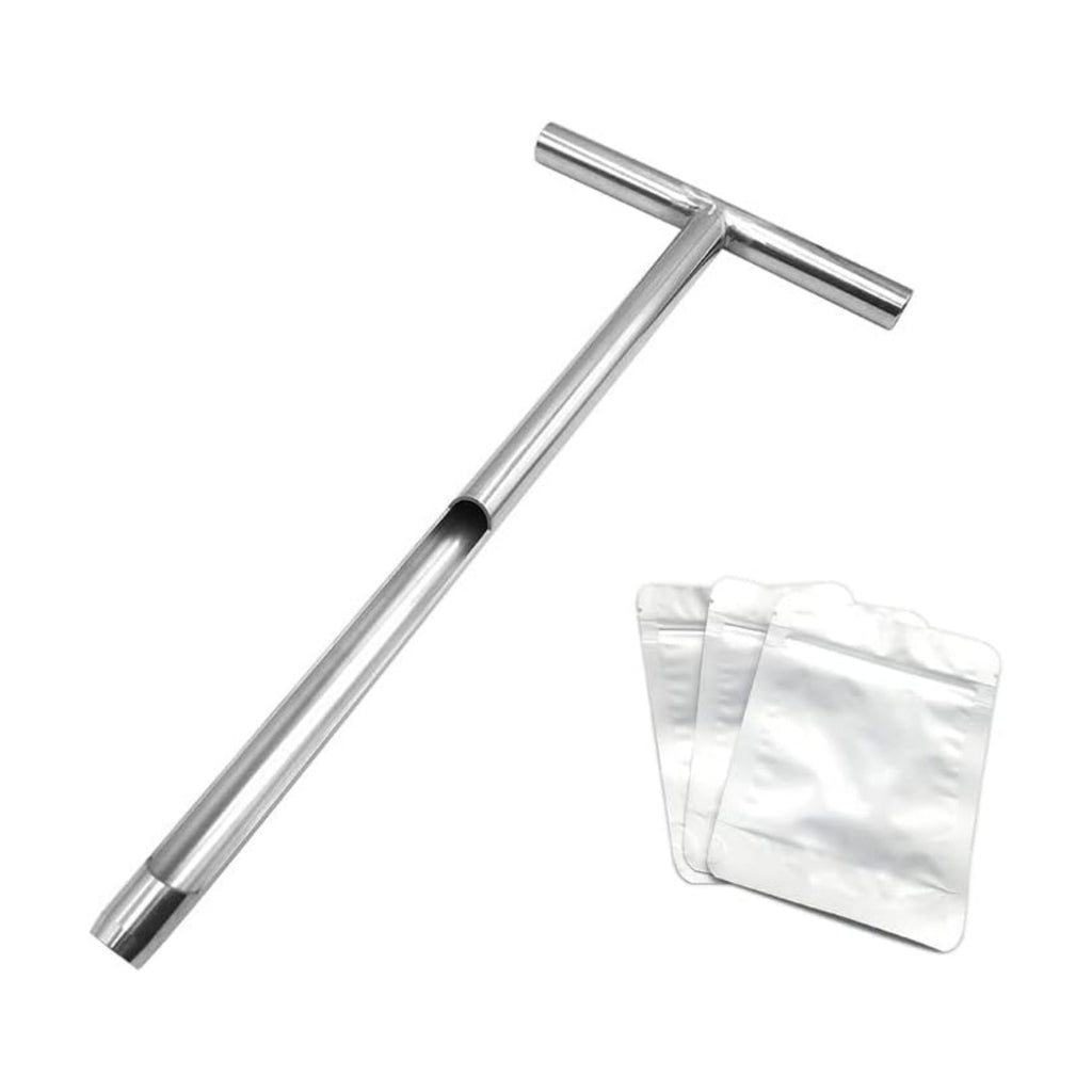 X·CELLENT Soil Probe, Soil Sample Probe 20 Inch with Reusable Soil Sampler Bags,Stainless Steel T-Style Handle Soil