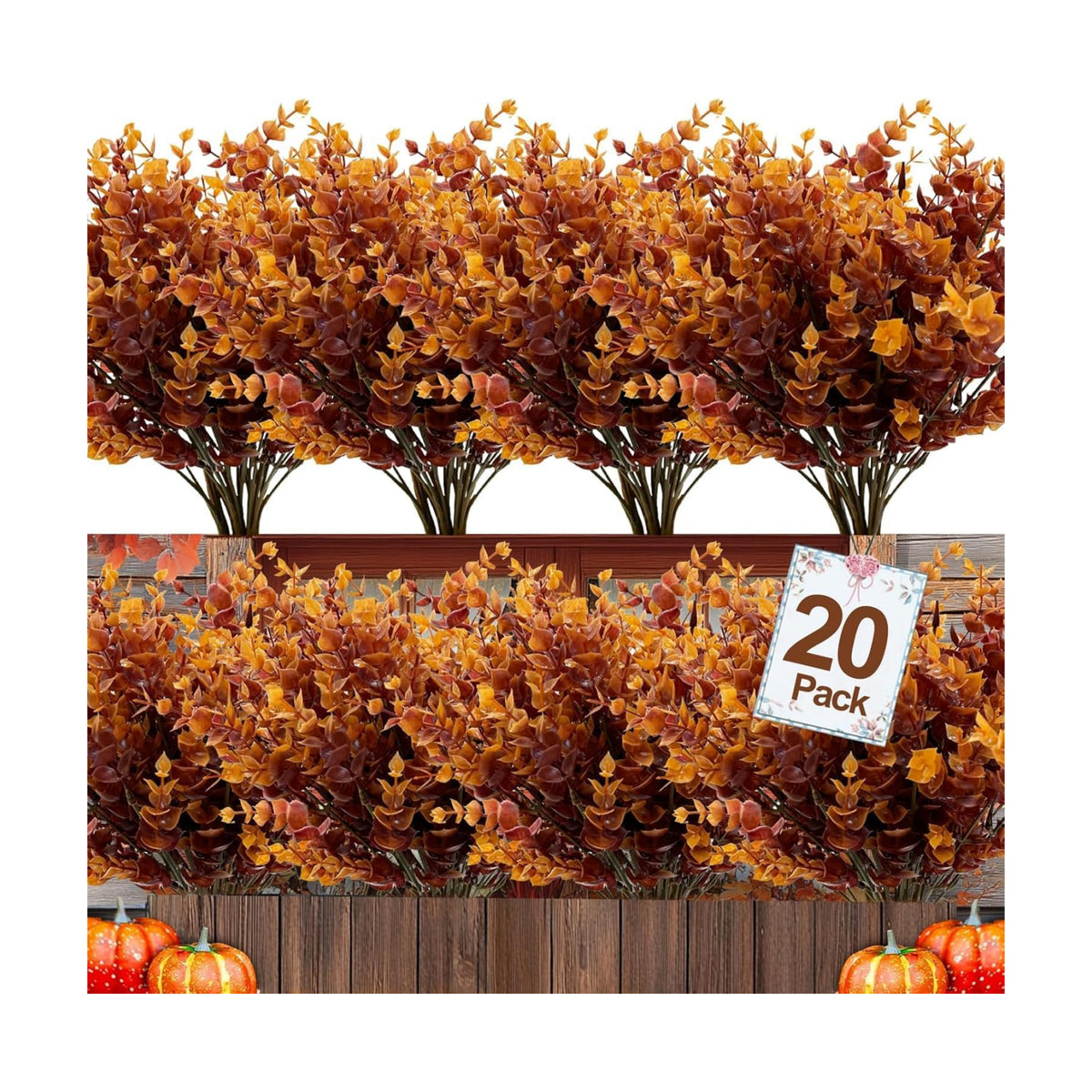 20 Bundles Artificial Fall Flowers for Outdoors Fall Decorations for Home