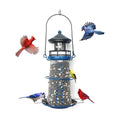 Solar Lighthouse Bird Feeder with Rotating Beacon - 14" Hanging Best Birdfeeder Gifts for Bird Lovers(Space Blue)