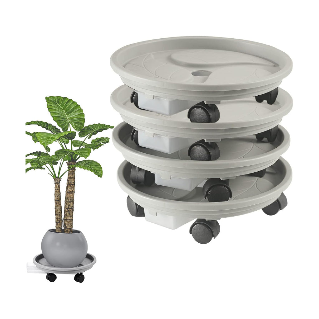 4 Packs 13 inch Plant Caddy with 4 Wheels and Drainage Tray,Round Flower Pot Mover,Garden Rolling Plant Stand with
