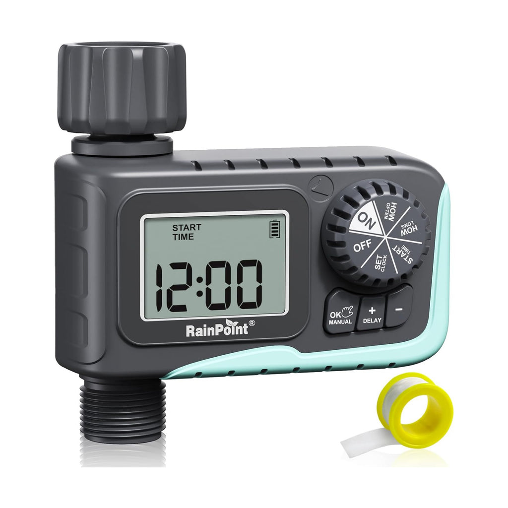 RAINPOINT Sprinkler Timer Outdoor, Water Timer for Garden Hose, Programmable Watering Irrigation Timer with Rain