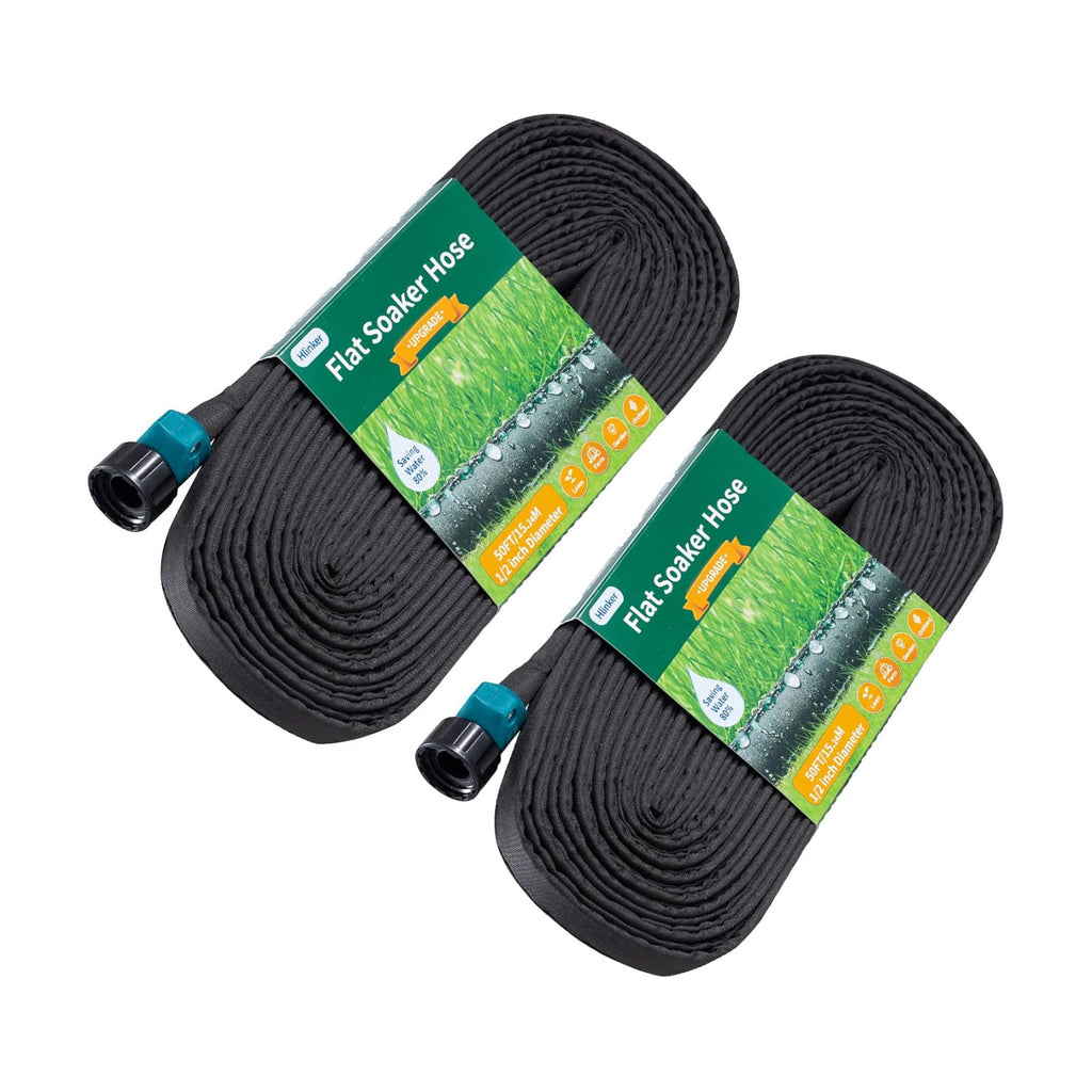 Hlinker Flat Soaker Hose 100 FT for Garden Beds, 50Ft 2Packs 1/2" Linkable Consistent Drip Irrigation Hose Save 80%