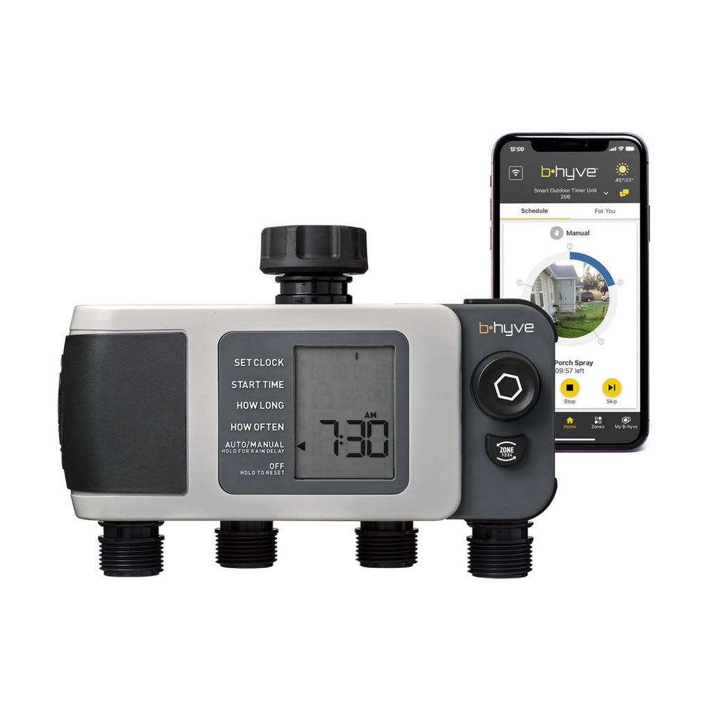 Orbit B-hyve XD 4-Port Smart Hose Watering Timer - App Controlled - Smart WeatherSense - Bluetooth Sprinkler Timer with