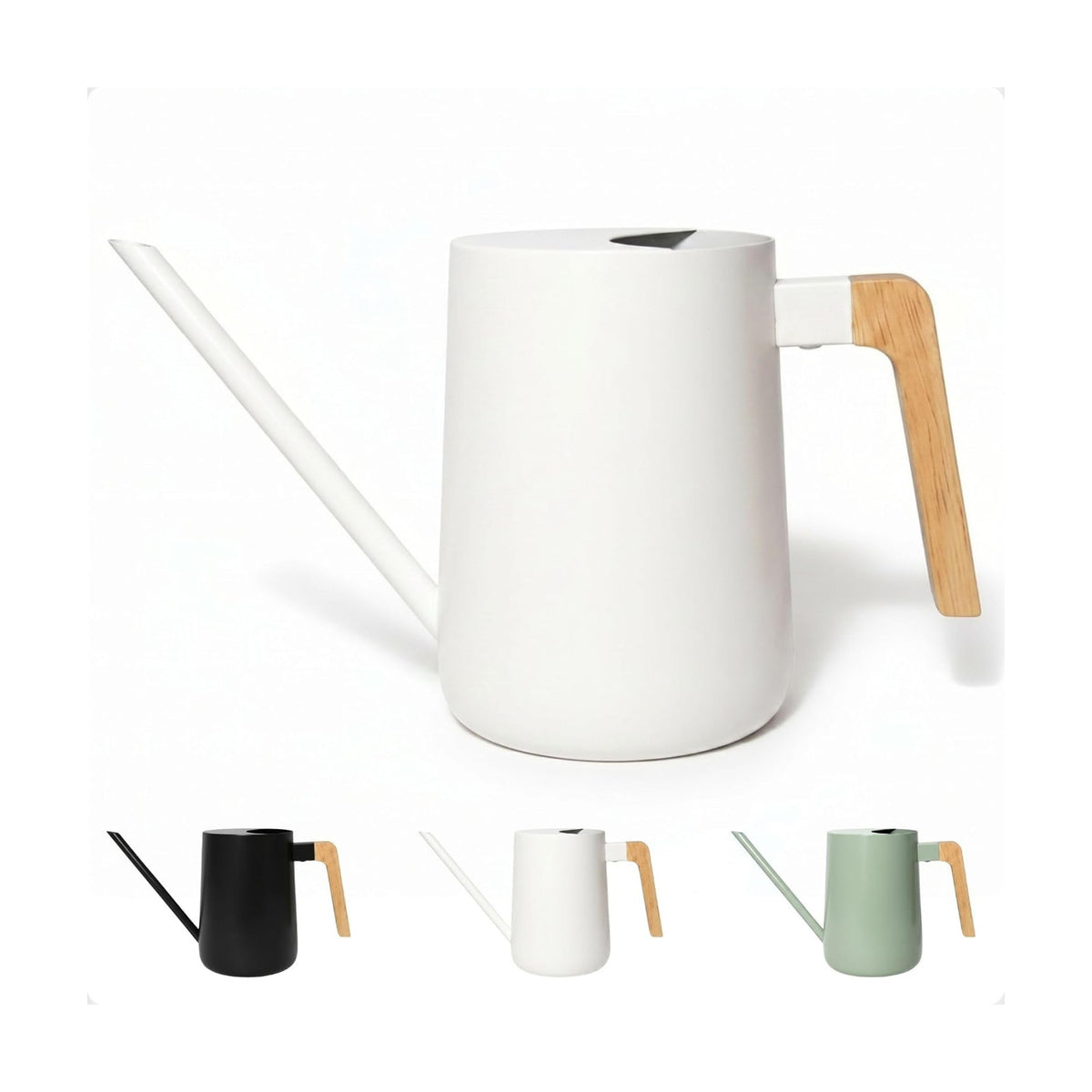 Metal Small Indoor Watering Can with Long Spout & Real Wood Handle, 35oz