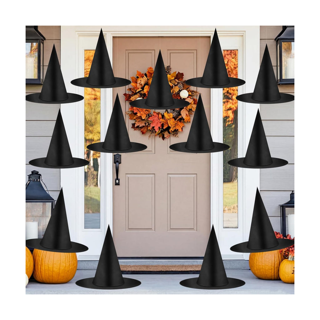 Legigo 12 PCS Halloween Decorations Witch Hat- Hanging Witch Hats with Rope