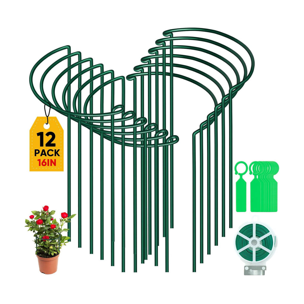 12 Pack Plant Support Stakes, Metal Peonies Cages and Supports, Peony Cage, Plant Support Ring, Garden Plant Support