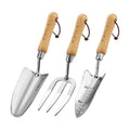 Berry&Bird Garden Tool Set- 3PCS Stainless Steel Gardening Tool Sets with Wooden Handle Trowel Weeding Fork & Digging