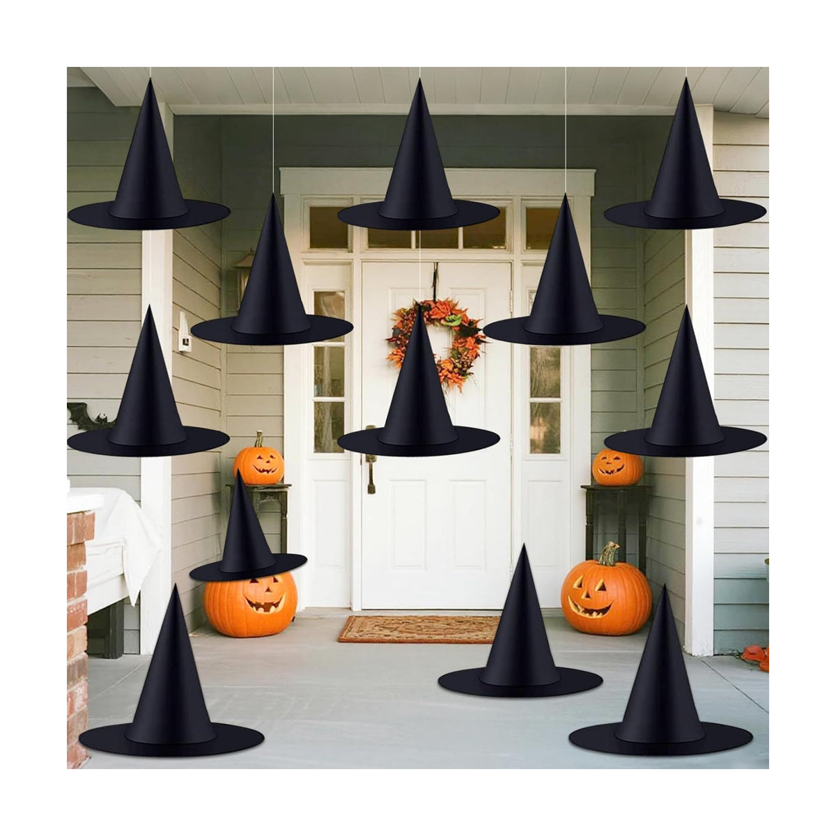 ZeeDix 12 PCS Halloween Witch Hats, Hanging Decor for Yard Porch Ceiling