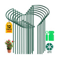 12 Pack 24 Inch Tall Plant Support Stakes, 10" W x 24" H Half Round Peony Cages and Support, Heavy Duty Green Plant