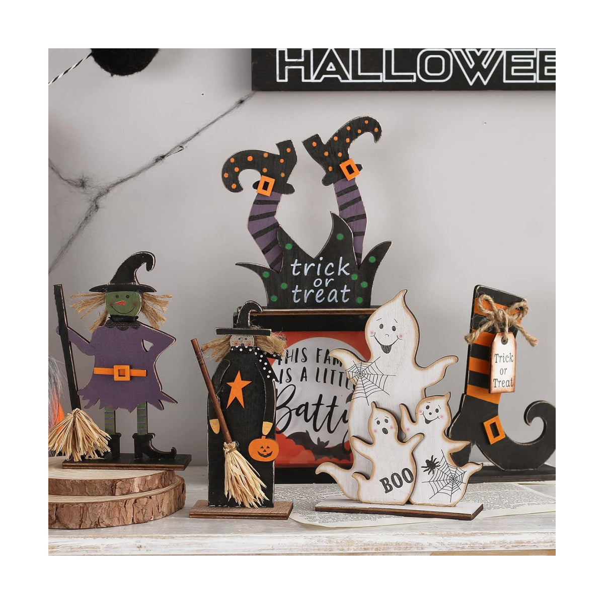5PCS Halloween Witch/Ghost/Shoes Decoration for Indoor Home Table Decor