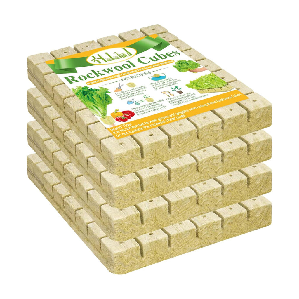 Halatool 2 Inch Rockwool Cubes for Hydroponics, 192 Plugs Seed Starter Cube | High Germination Rate for Vegetables &