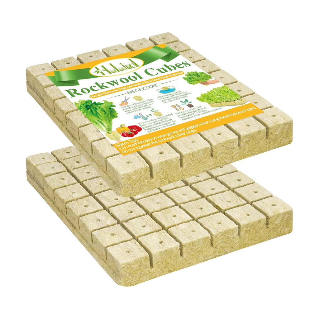 Halatool 2 Inch Rockwool Cubes for Hydroponics, 96 Plugs Seed Starter Cubes | High Germination Rate for Vegetables &